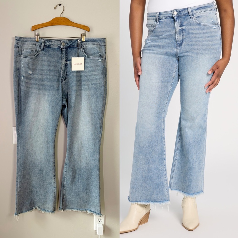 Lovervet Vervet Light Wash High Rise Flare Jeans Premium Stretch Denim